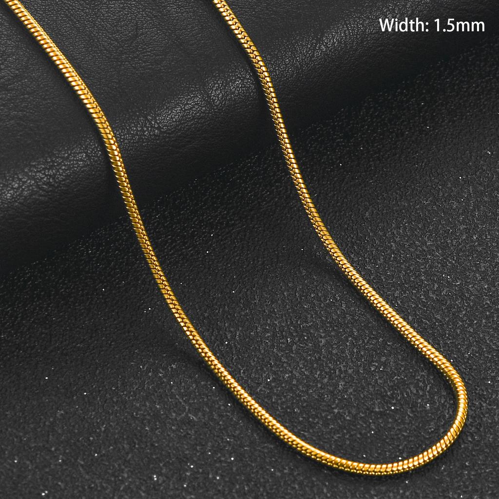 1/1.5/2.4/4mm Basic Stainless Steel Round Snake Chain Necklace Gold Plated Choker on Neck Clavicle Jewelry Accessories