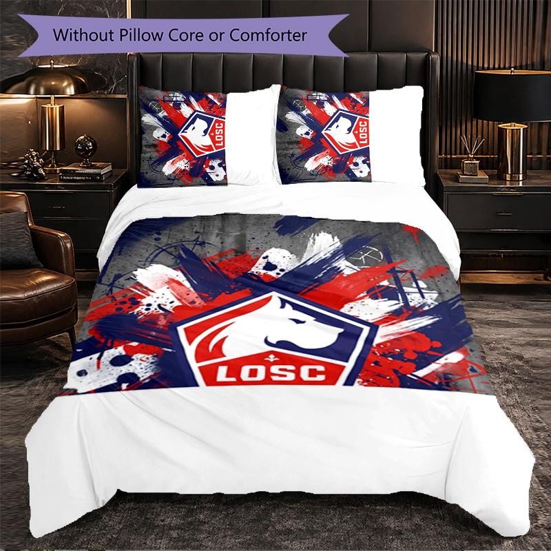 LOSC Lille FC Themed Bedding 3Pcs Duvet Cover Set Decorative Bed Linen For Teen Room Home Decoration