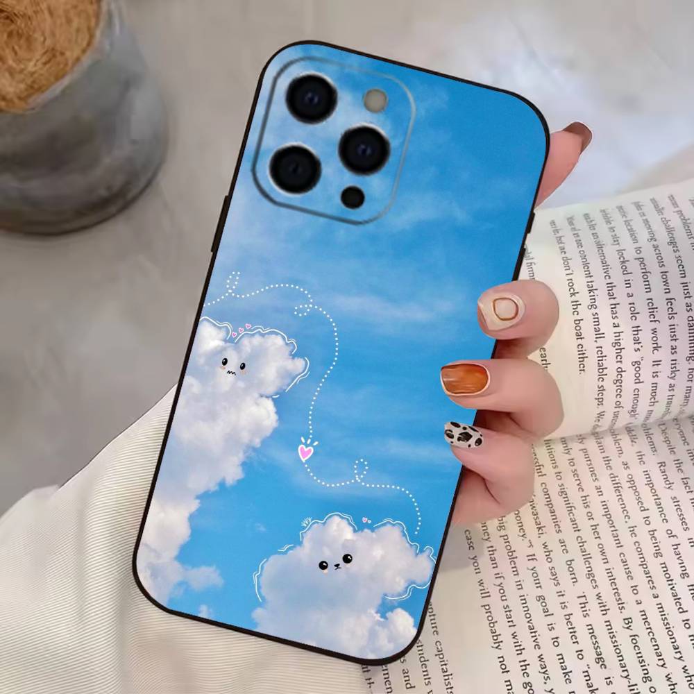 Simple Cloud Letters Pattern Phone Case Silicone Soft For IPhone 17 16 15 14 13 12 11 X XR Plus Pro Max Plus