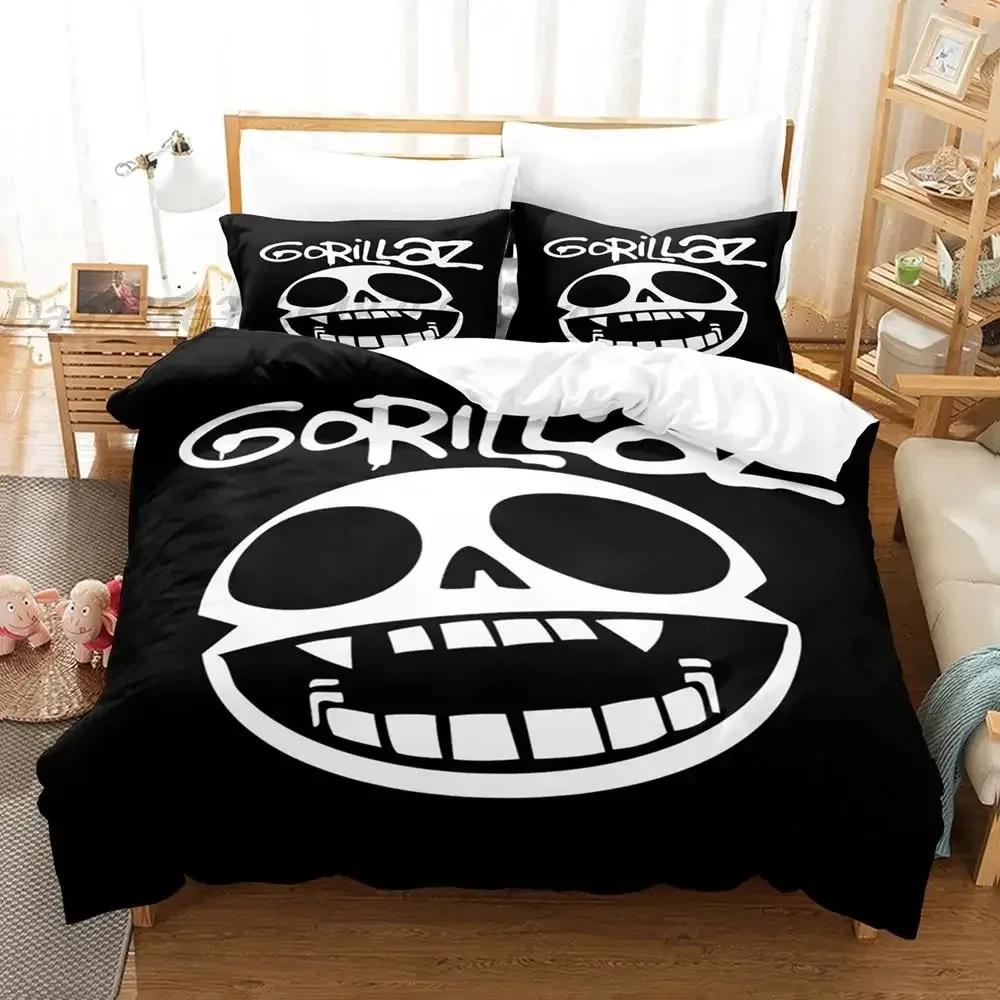 Комплект постельного белья Gorillaz Односпальный Полуторный Двуспальный Кинг-сайз Комплект для кровати Взрослый Детский Спальня Комплекты пододеяльников 3D-принт Игровой комплект простыней