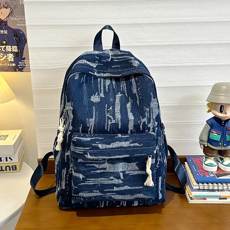 Большая вместимость джинсового рюкзака в стиле колледжа, школьная сумка для студента, женская дорожная сумка