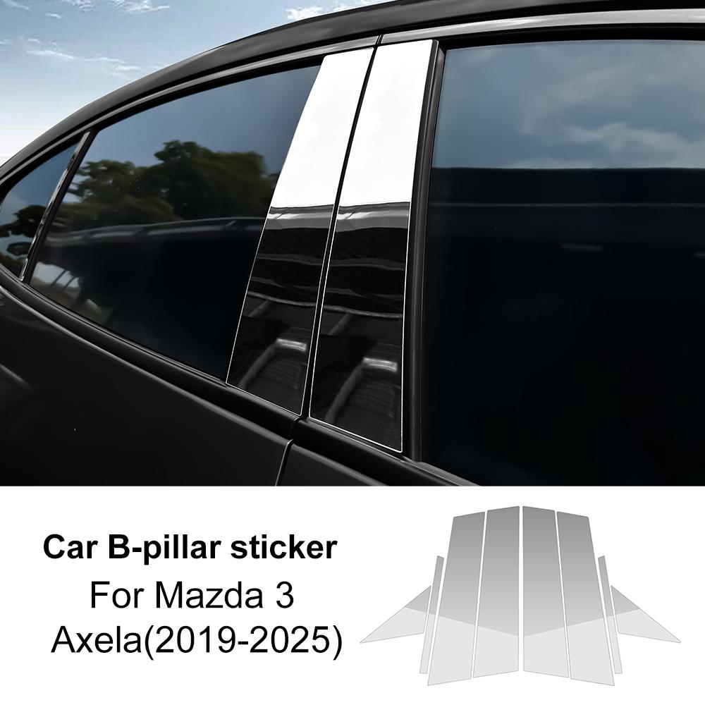 Carbon Fiber Style B C Pillar Stickers for Mazda 3 Axela 2019-2025 Glossy Black