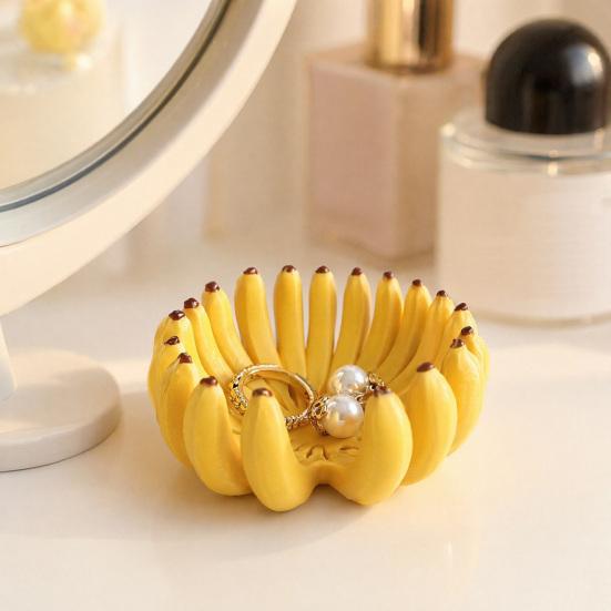 xiaobudian 3D Printed Banana Fruit Bowl, Large Capacity Tray Holder, Decorative Shape Food Serving Plate for Kitchen, Dining Table