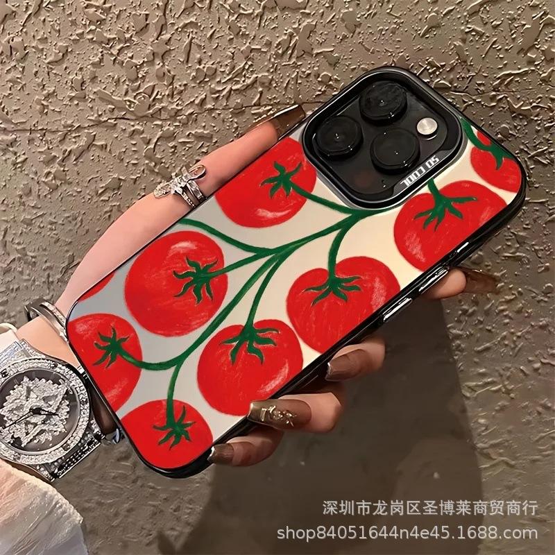 Помидоры Яблоко 15 Цвет Серебристый iPhone14Pro Креативный 11Promax Матовый 16 Защитный Чехол 17