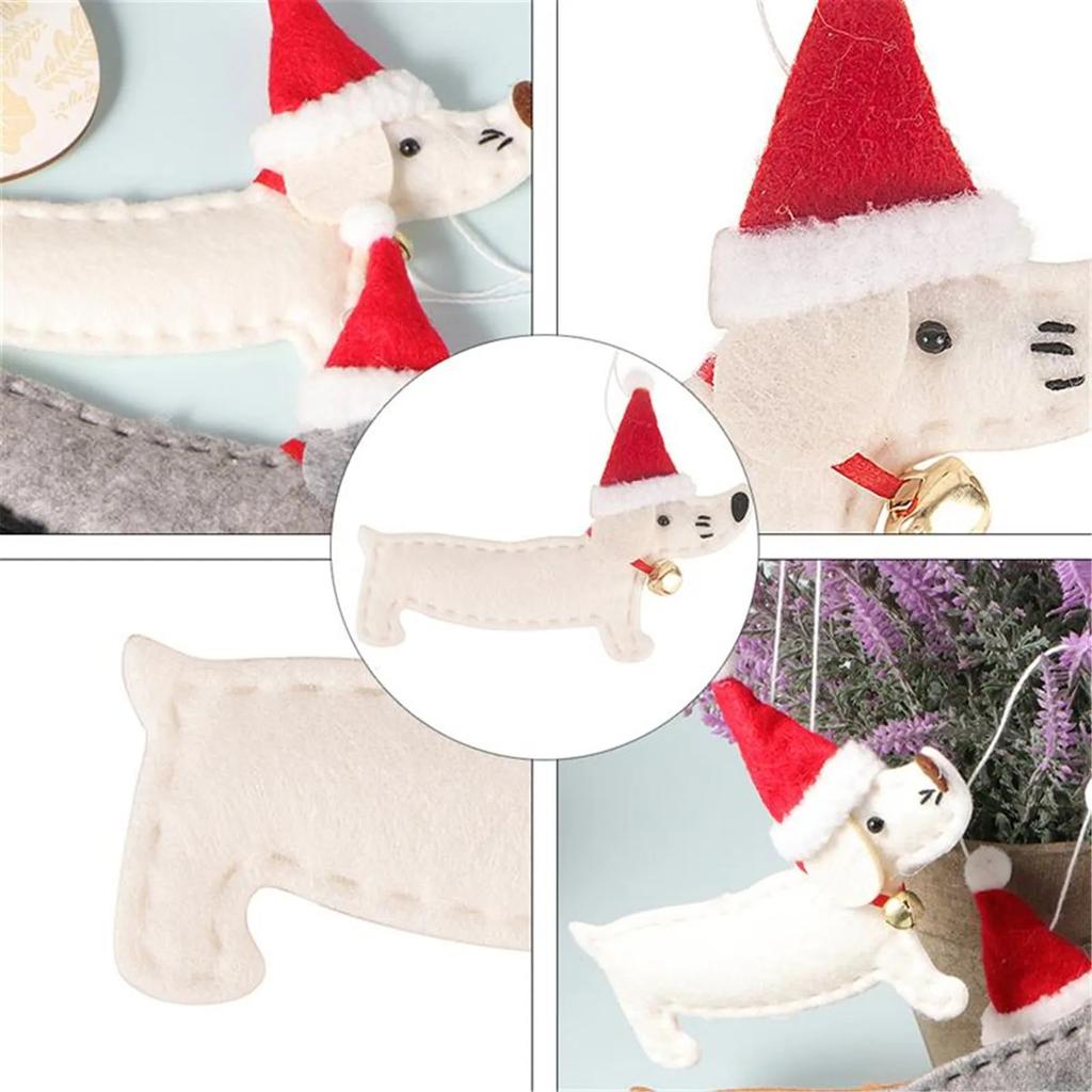 Christmas Ornament Animal Dog Dachshund Shape Xmas Tree Hanging Decoration 2023 New Year Window Pendant Children Gifts