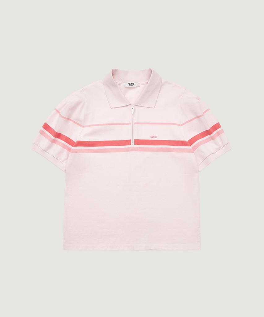 GROVE Футболка с воротником-стойкой на молнии 26Ss Liam (розовый)