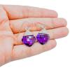 Amethyst Glass Dangle Earrings: 925 Sterling Silver Cushion Earrings
