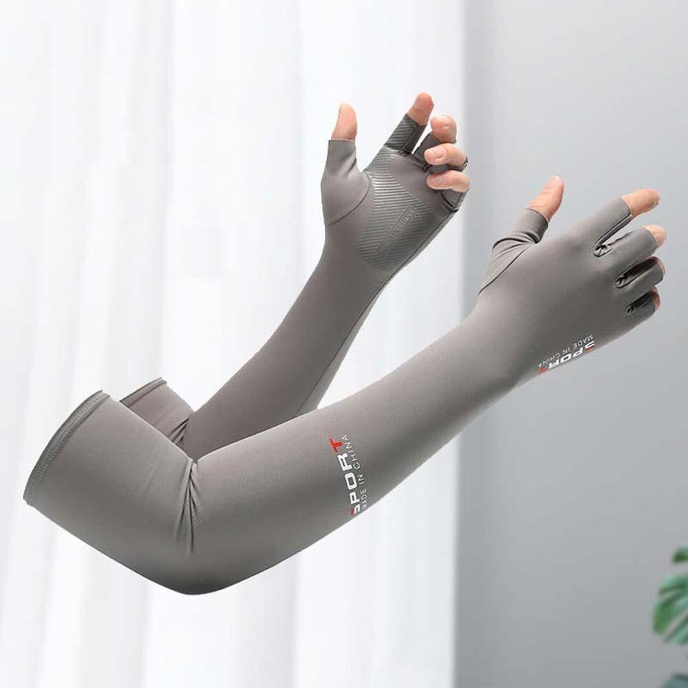 Two Fingers with Exposed Half Finger Ice Sleeves Sun Protection Anti-UV Arm Sleeves For Women