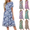 Женский повседневный сарафан, летнее пляжное платье в стиле бохо, цветочные блузки для женщин, свободные платья с круглым вырезом