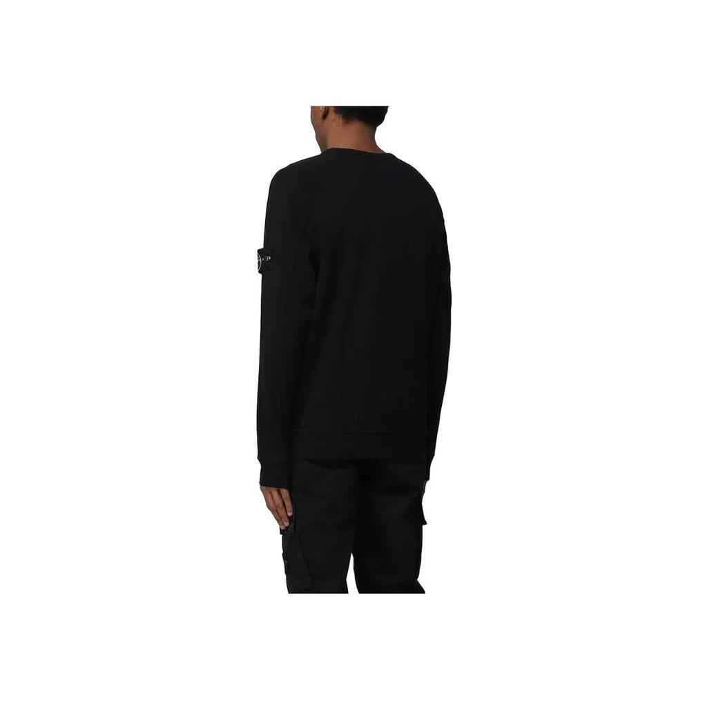 STONE ISLAND Мужской свитшот с круглым вырезом и лейблом однотонного цвета Сс23 черный 781566360-V0029
