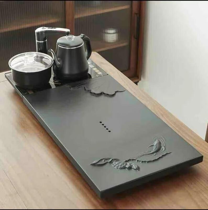 Chaxun Minimalist Wujin Stone Tea Tray & Ceramic Tea Set