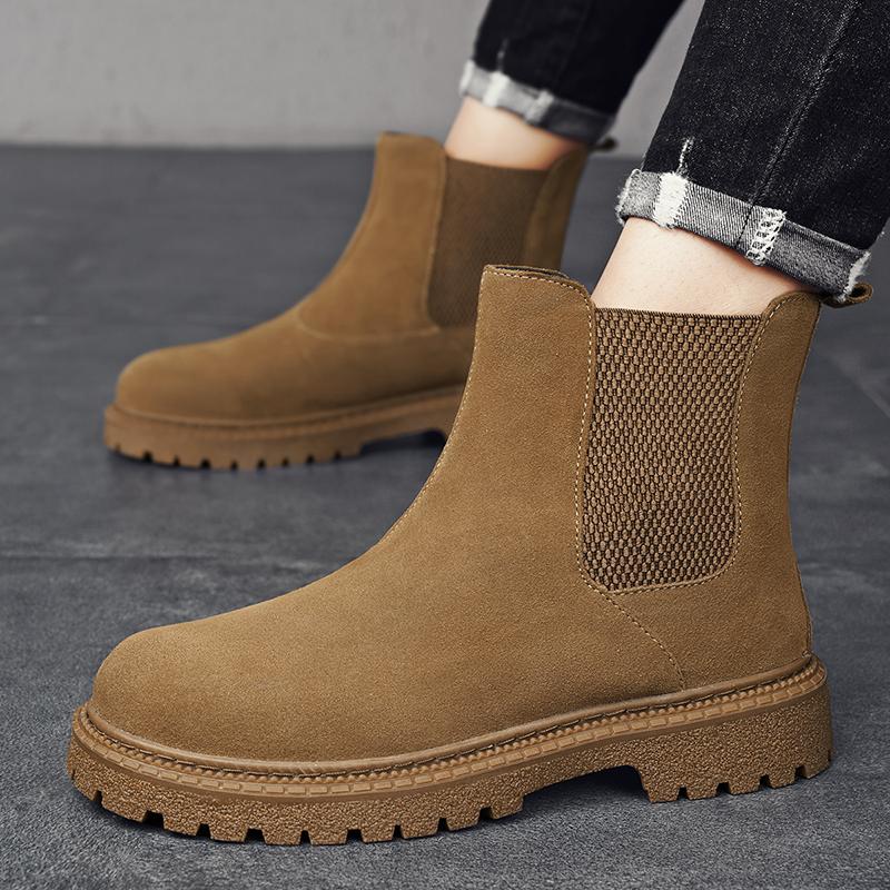 Итальянский бренд Мужские ботинки челси из натуральной кожи Повседневные высокие ботинки Нескользящие ботильоны Универсальные уличные модные классические ботинки