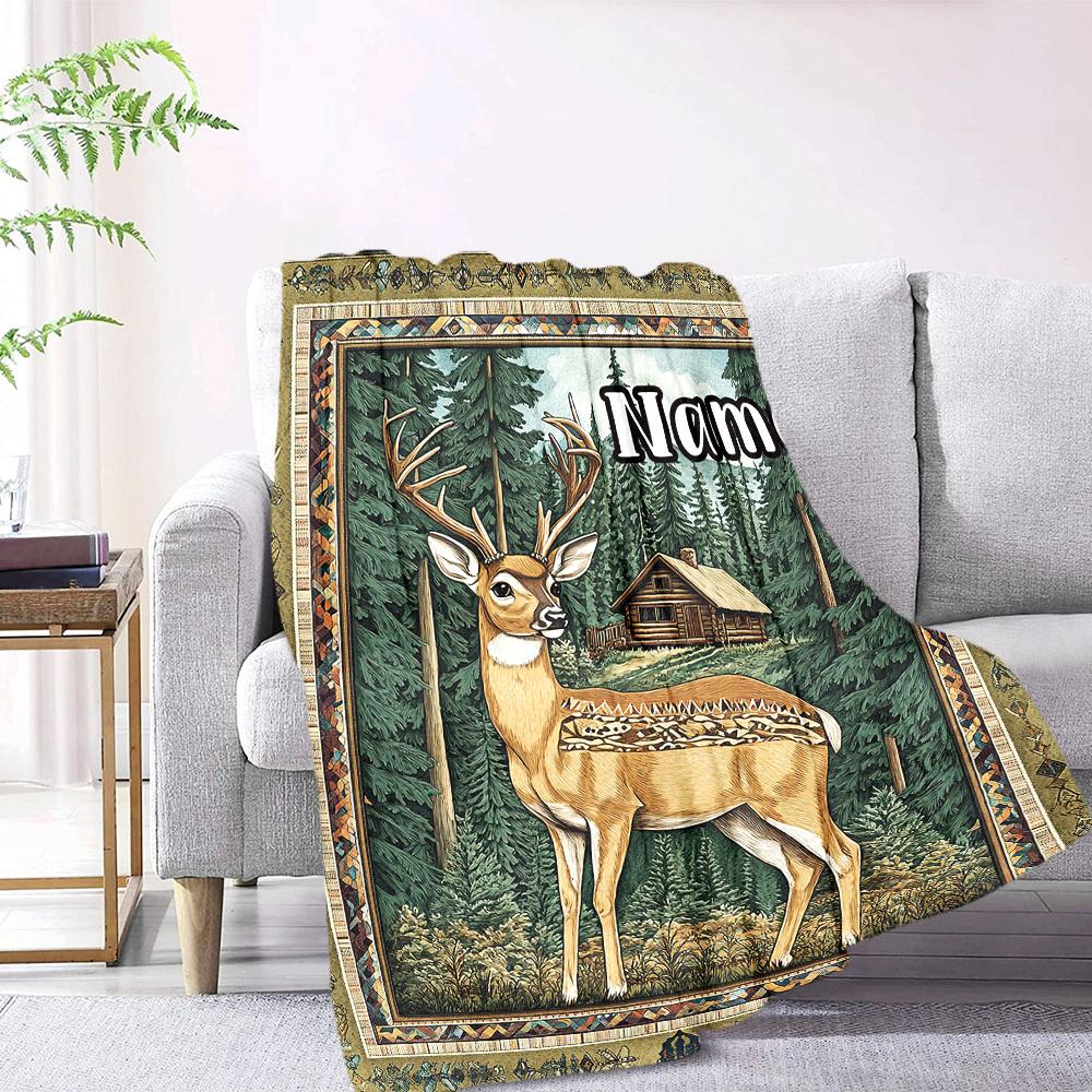 Floral Deer Personalized Home Customize Your Name Customize Your Name Blankets Cozy Soft Lightweight Allseason Multipurpose Customize Your Name