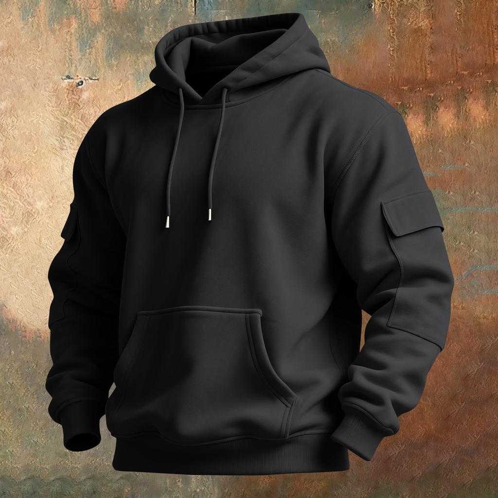 Men's Solid Color Sweatshirt Hoodie Men's Sports Large Size Casual Sweatshirt