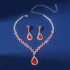 2Pcs/Set Women Wedding Jewelry Set Waterdrop Shape Shining Faux Crystal Choker Necklace Dangle Earrings Set