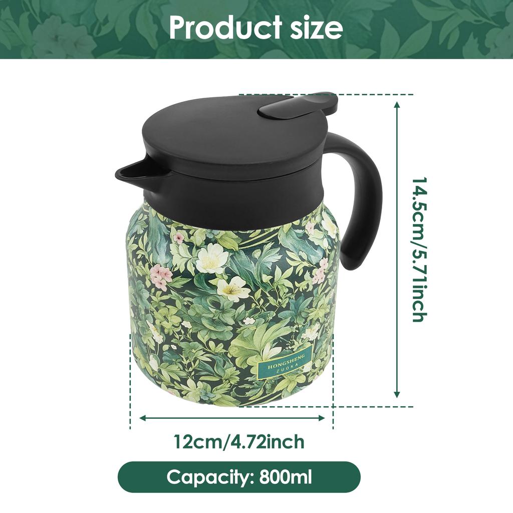 Чайник из нержавеющей стали Винтажный чайник с цветочным узором с ситечком Съемный изолированный чайник Бытовой чайник