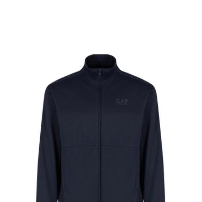 Emporio Armani EA7 Однотонный костюм с воротником на молнии, длинным рукавом и эластичными манжетами Брюки Повседневный спортивный костюм Мужской костюм Темно-синий 7M000237-AF12449-UB102