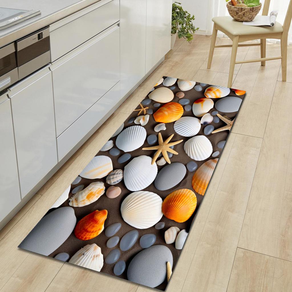 1Pcs Beach Soft Stones Pattern Floor Mat Modern Kitchen Polyester Rug Non-Slip Colorful Indoor Carpet, For Home Bathroom Bedroom Living Room Decor