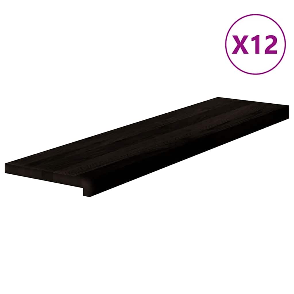 Vidaxl Stopnie Schodowe 12 Szt. Brązowe 100X25X2 Cm Lite Drewno Dębowe