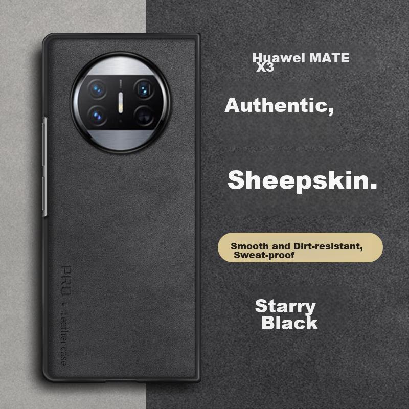 Huawei Mate X3 Phone Case, Mate X3 Left And Right Folding Screen Simple Hard Anti-Drop Wear-Resistant Leather Casen, Outer Starry Sky Black