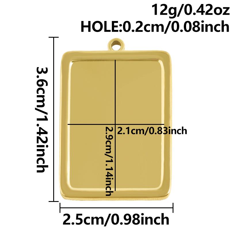 6Pcs Blank Settings Cabochon Pendants Round Rectangle Square Charm Stainless Steel Charms For Jewelry Making Bulk Diy Necklaces
