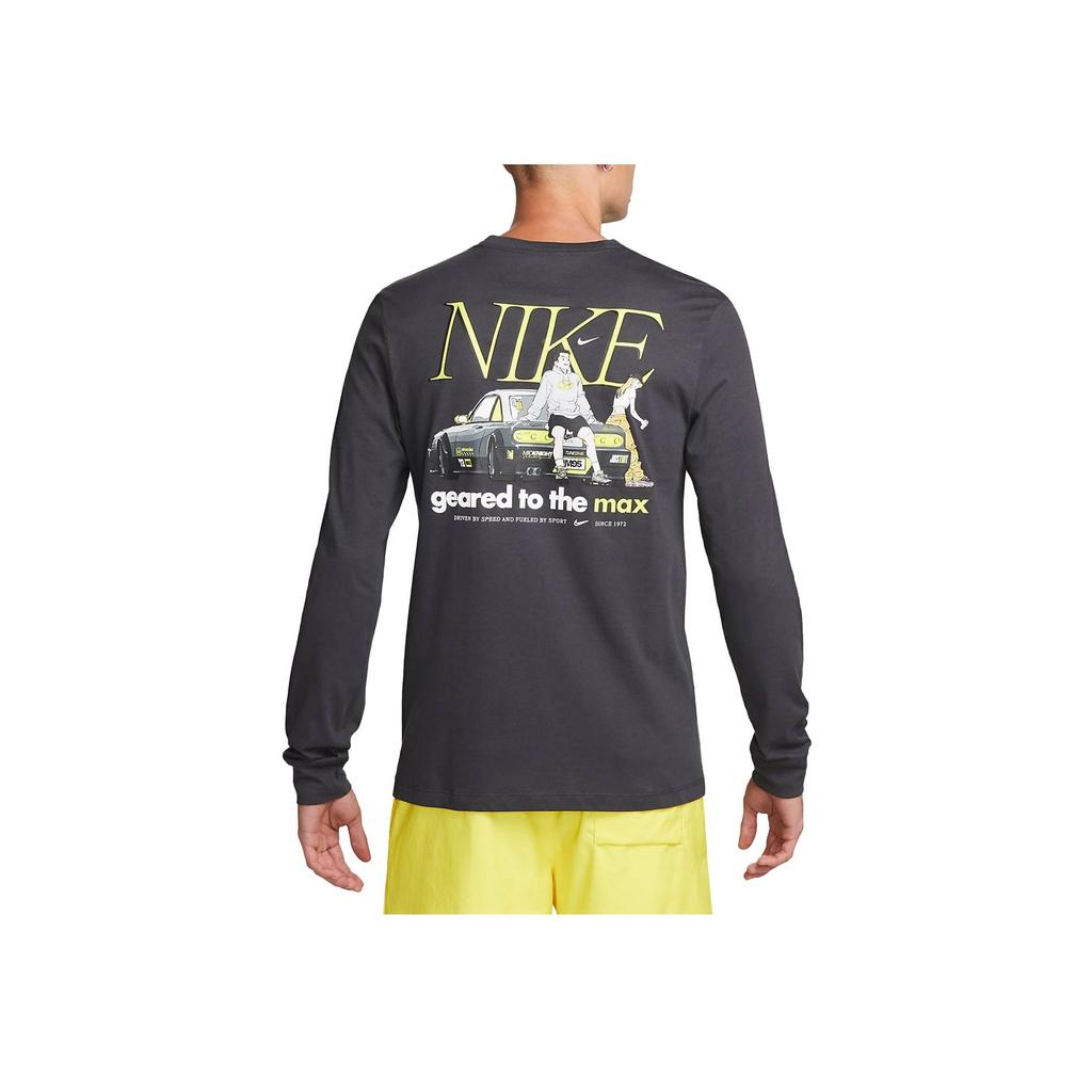 Nike Sportswear Graphic Print Retro Crew Neck Long Sleeve T-Shirt Men Tops Coal-Black FD1340-060