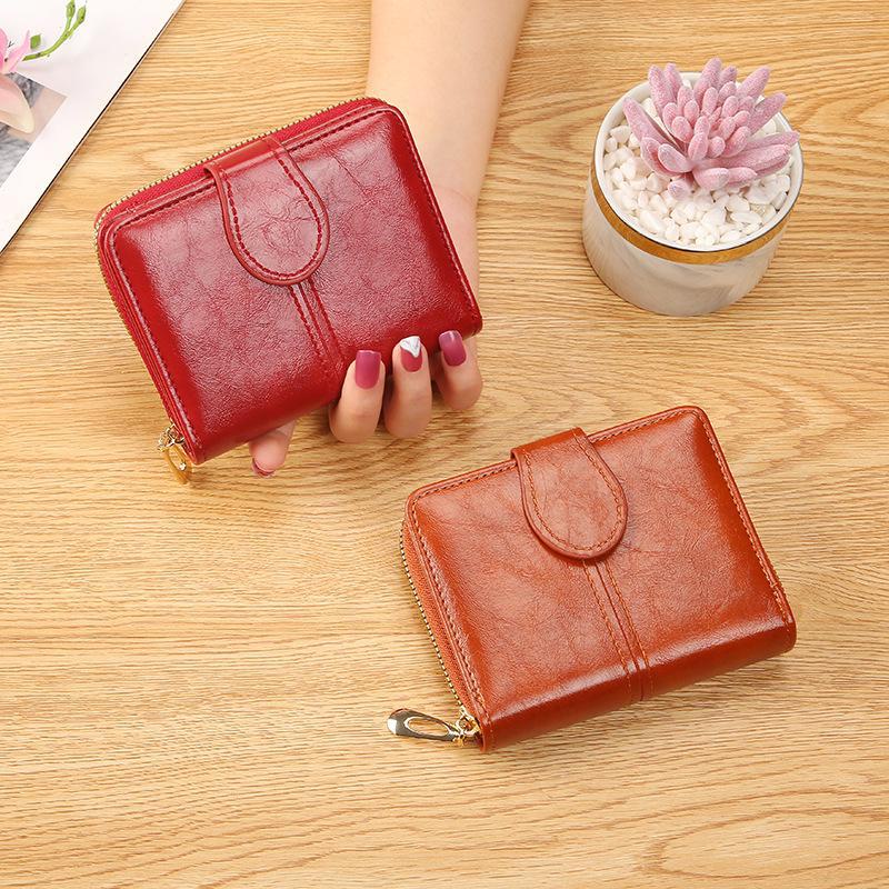 Women's Cute Soft Leather Zipper Wallet - Student-Friendly Two-Fold Coin Purse