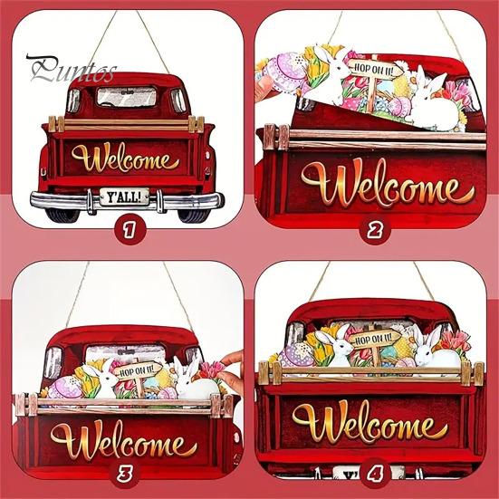 Подвесной приветственный знак на входной двери грузовика с 12 альтернативными сезонными праздничными декорациями, приветственный знак в форме грузовика на осень, День благодарения, Хэллоуин