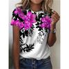 Floral Plants Pattern T-Shirt For Women Flower 3D Printed T Shirts Summer Casual Round Neck Tops Short Sleeves Oversized Tees