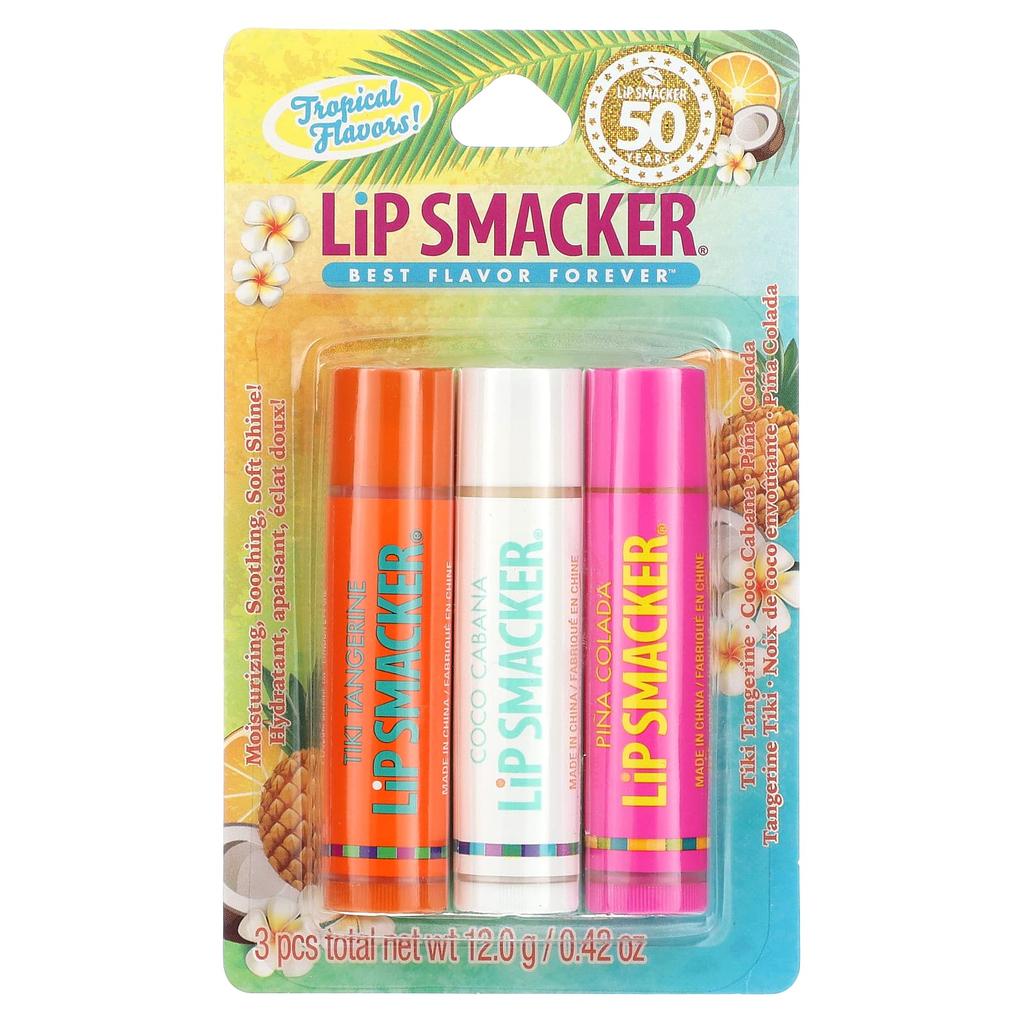 Lip Smacker Бальзам для губ, тропический аромат, 3 упаковки, 12 г (0,42 унции)