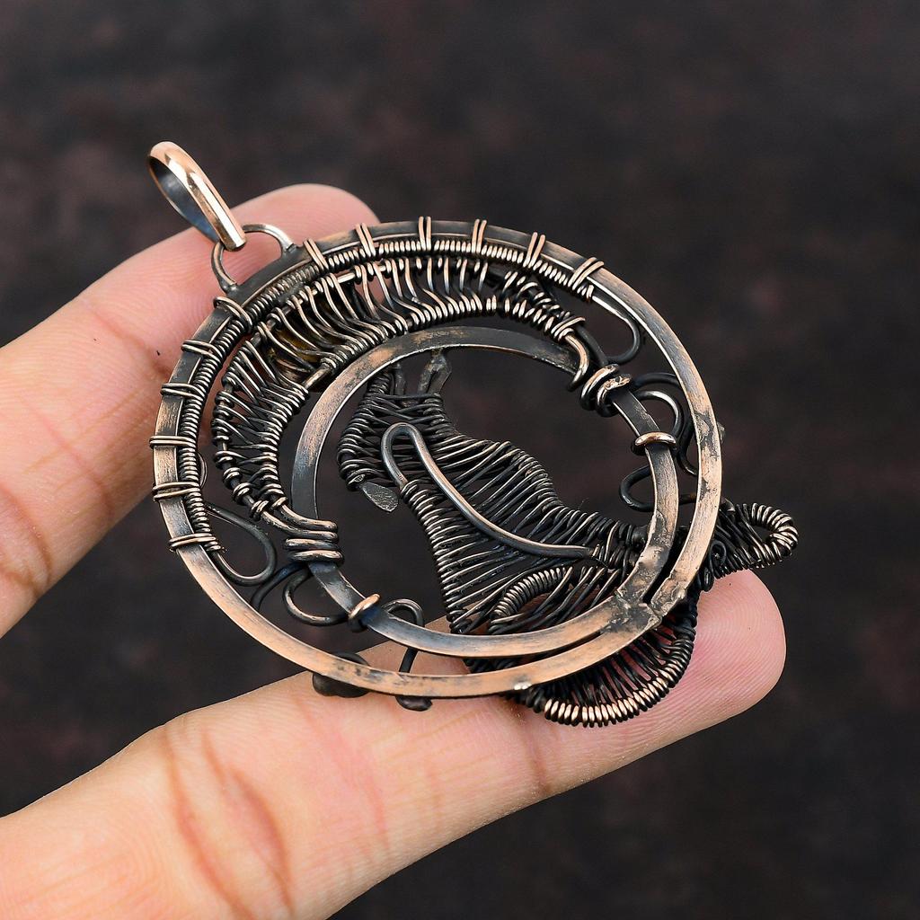 Подвеска "Тигровый глаз" из медной проволоки, подвеска в виде собаки, оригинальные ювелирные изделия из драгоценных камней, подвеска ручной работы для женщин, медные украшения, подарок для него