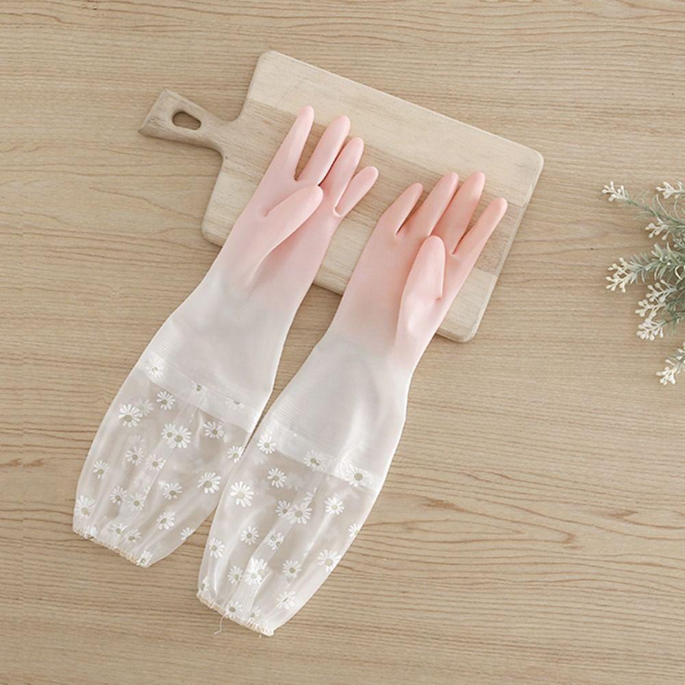 Rubber Durable Waterproof Kitchen Clean Tool Cleaning Gloves Household Scrubber Dishwashing Gloves