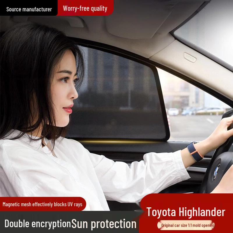Магнитная сетчатая солнцезащитная шторка Toyota Highlander для боковых окон с защитой от УФ-излучения