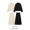 Kaslead New Women Clothes Western Style Simple Chinese Style Solid Texture Button Outerwear Casual Culottes Set