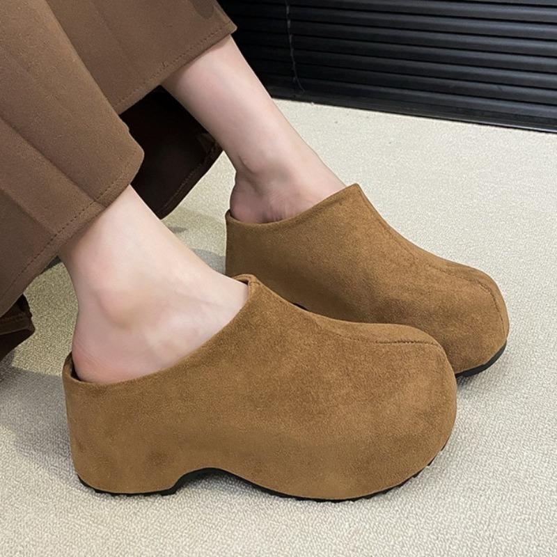 Модные туфли на высоком каблуке, платформа, женские тапочки, дизайнерские замшевые модные тапочки 2025, повседневные мюли, туфли для ходьбы, женские туфли