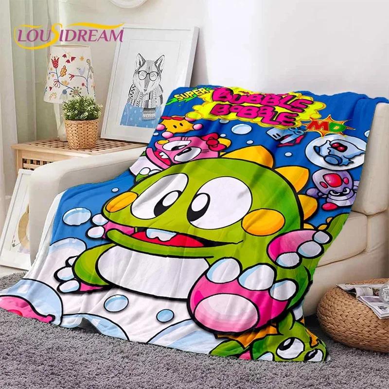 Мультяшный Bubble Bobble Puzzle Bobble Retro Game Мягкое фланелевое одеяло для кроватей, спальни, дивана, пикника, плед для отдыха на открытом воздухе