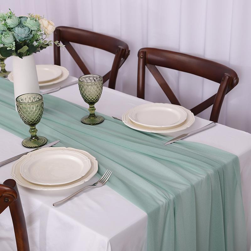 Chiffon Table Runner Vertical Tablecloth for Table Decorations Shiny Fabric Merry Christmas Decorations 2026 Wedding Decoration
