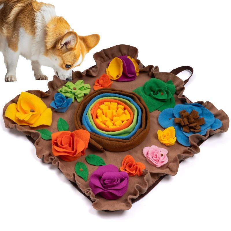 Interactive Snuffle Mat Dogs Cats Rabbits Guinea Pigs - Washable Fleece Puzzle Toy Slow Feeding Stress Relief Training