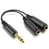 Gold-plated 6.35 Stereo To 2pcs 6.5 Mono Power Amplifier Audio Adapter Cable 1 To 2 Splitter