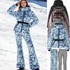European & American Women's Fashion Multi-Color Hooded Ski Jacket with Drawstring Waist - Autumn/Winter Style