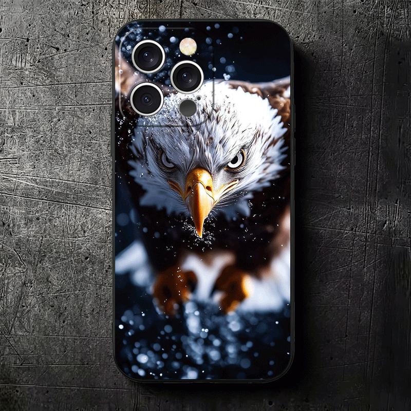 Крутой Мягкий Чехол для Телефона с Белоголовым Орлом для iPhone 16 16E 17 Air 15 Pro Max 14 Plus 13 Mini 11 12 7 Черная Задняя Панель