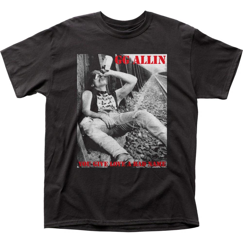 GG Allin You Give Love A Bad Name Мужская футболка Рок-н-ролл Музыкальная группа Черная