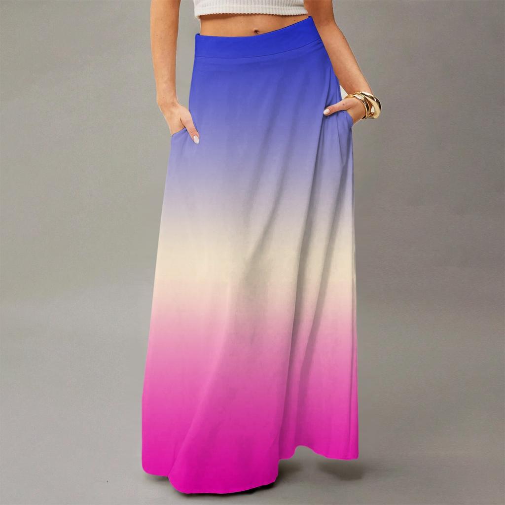 Женское струящееся платье макси, обычная повседневная летняя юбка в стиле бохо