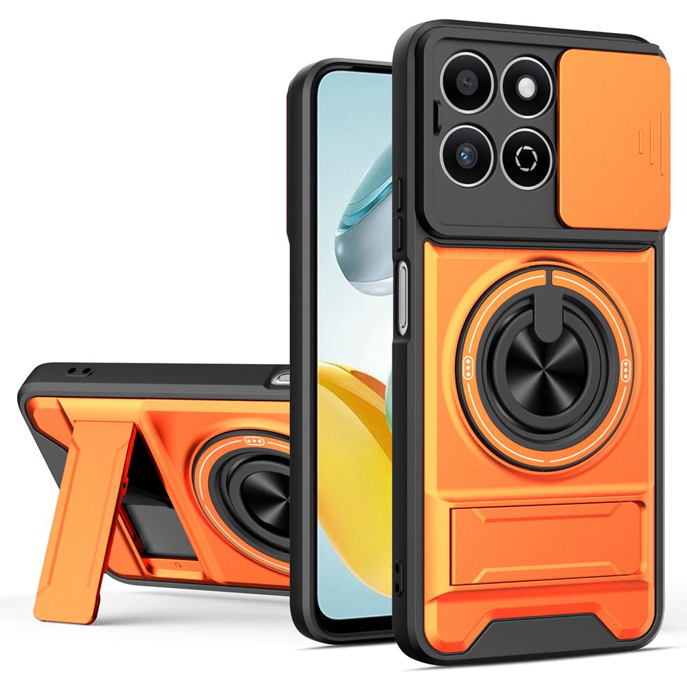 KEYSION Магнитный чехол для телефона для HONOR X7d 4G 5G Защита камеры со сдвижной крышкой Вертикальная подставка Ударопрочный чехол для Honor 400 Smart 5G