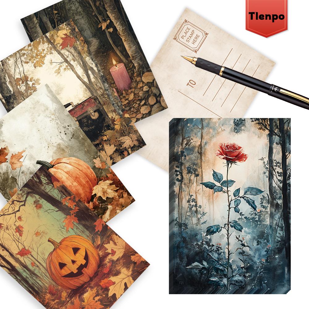 32pcs, Vintage Autumn Harvest Postcard, Halloween, Birthday/Anniversary Gift, Collectible, Suitable for Gifting, Mailable.