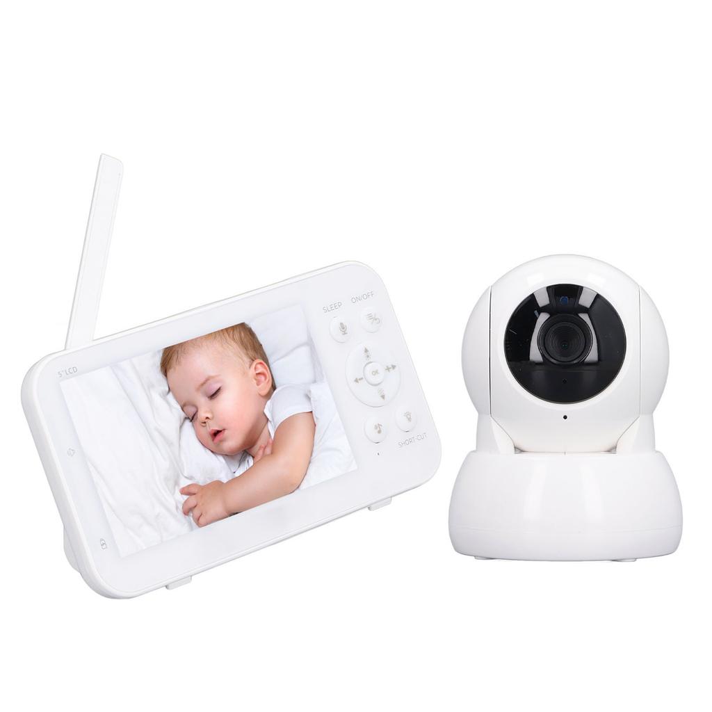 5in Wireless Baby Monitor Two Way Speaking Night Vision HD Display Smart Camera Monitor EU Plug