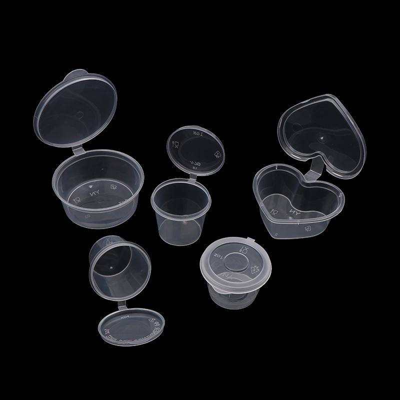 50Pcs Delivery Package Seasoning Box Sauce Box Seasoning Round Transparent Conjoined Plastic Box With Lid Multi Size Home Supply