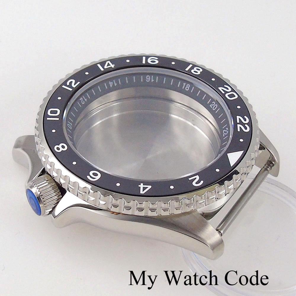 41mm SSKX001 GMT Watch Case for NH34 NH35 NH36 NH38 Movement Steel Diving Case for Watch Maker 24 Hours Chapter Ring 3.8 Crown