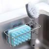 2-in-1 Sink Caddy with Adhesive Sponge Holder and Brush Holder, Made of SUS304 Stainless Steel, Rust-Resistant and Waterproof