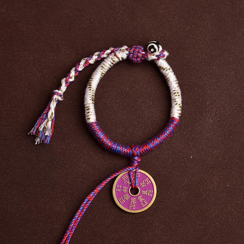 Тибетский плетеный браслет ручной работы, регулируемый, с цветком Горного Духа и бусиной Дзи на богатство